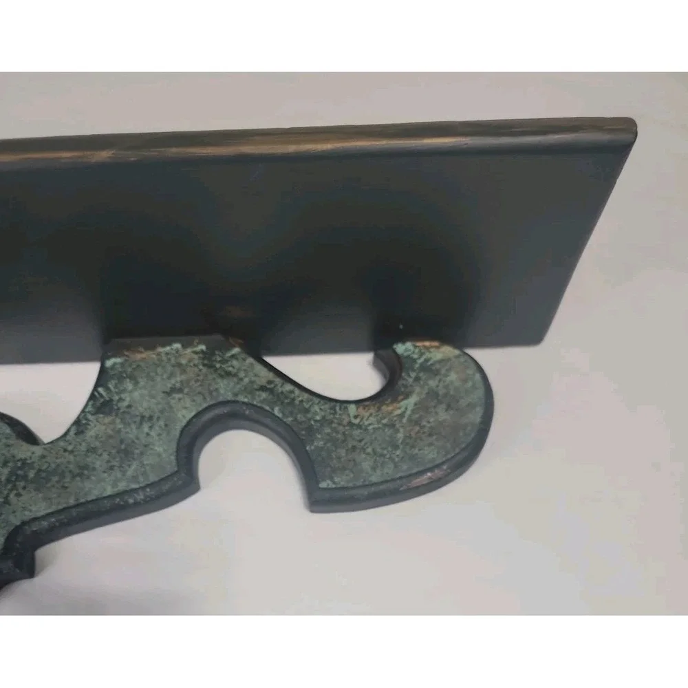 Wooden Wall Shelf Heart-shaped Cutout Distressed Teal, Hand Painted, 5